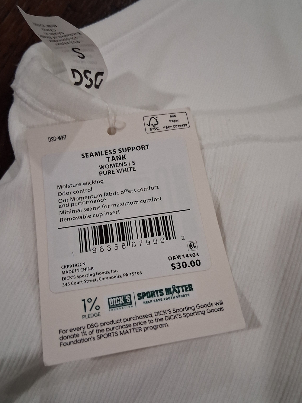DSG White Racerback Tank - Picture 3 of 3